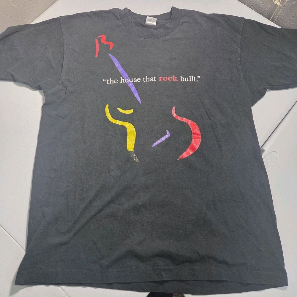 Vintage 1994 Rock & Roll Hall of Fame T-Shirt Mens XL Faded Black 90s Promo Tee